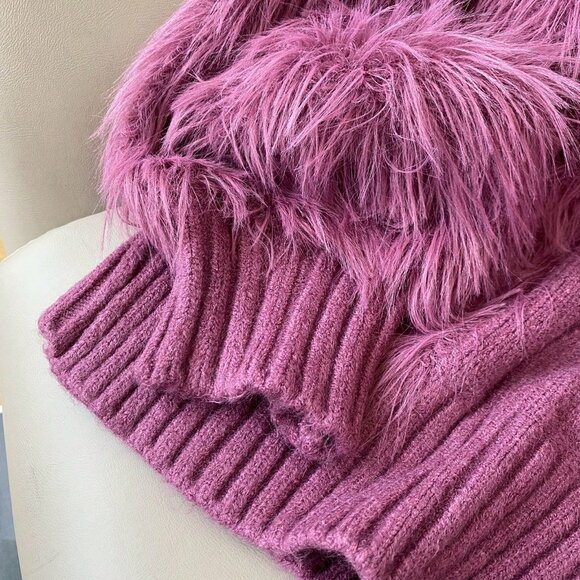 Purple Casual Women's Stand Collar Fuzzy Long Sleeve Sweater - Picture 7 of 7